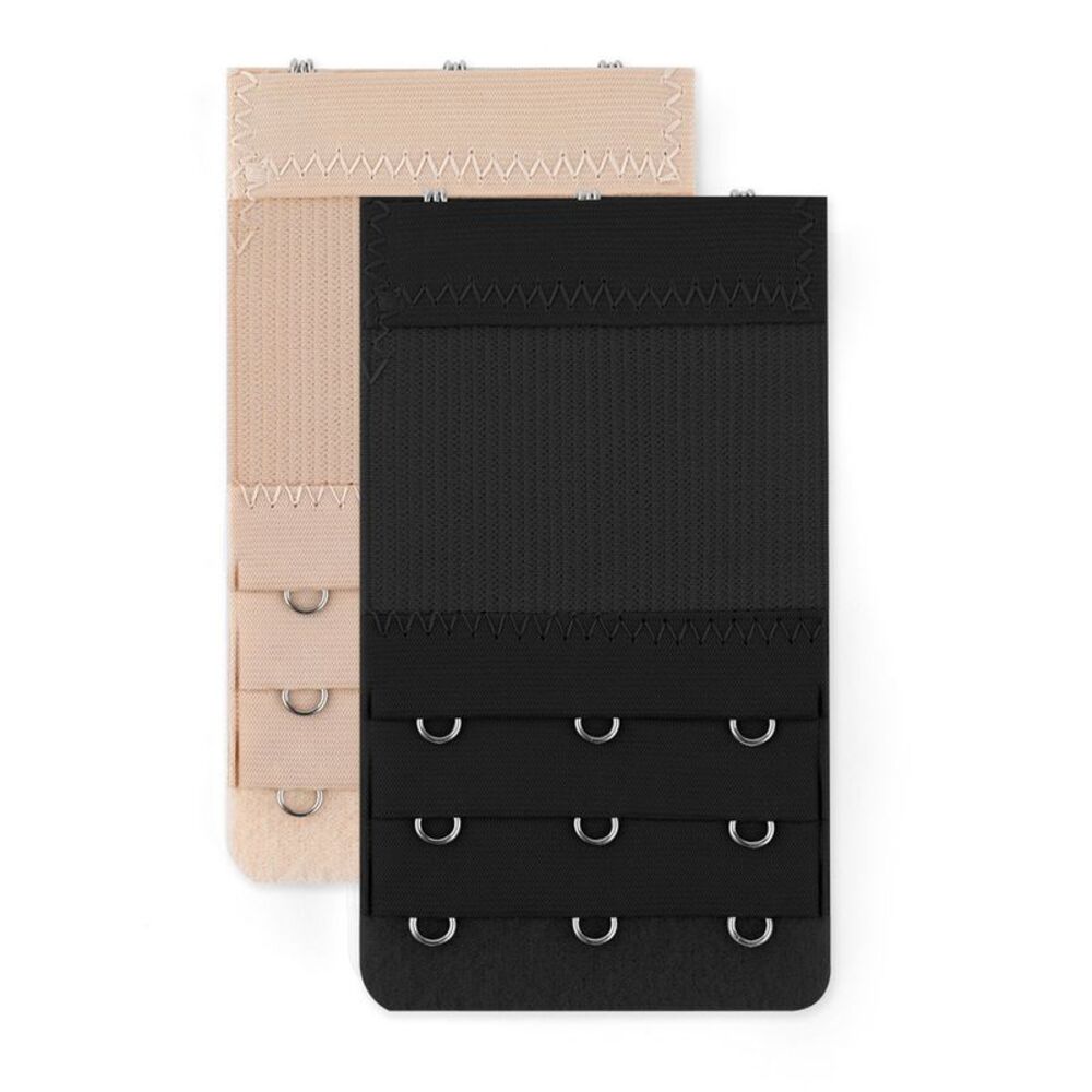 2pcs Bra Strap Extenders Set 3 Rows Elastic Bra Extensions 3-hooks Black Apricot